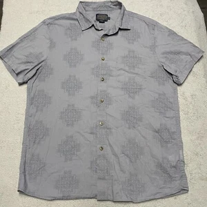 Pendleton Shirt Mens Large Gray Aztec Button Down Short Sleeve Cotton Shoreline - Picture 1 of 6