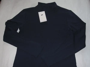 Nike Essentials Long Sleeve Mock Neck Top Navy Blue Women's Medium NEW! FB1200 - Picture 1 of 3
