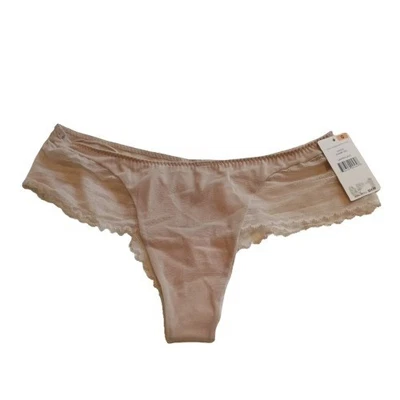 Ongossamer Lujoso Encaje Champagne Tanga Bragas Lencería Ropa Interior Talla S Foto 1 de 4