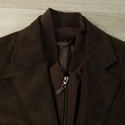 Tasso Elba Faux Leather Blazer Jacket Men's Medium 3 Btn Full Zip Double Vented - Image 1 of 4