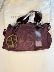 Francesco Biasia Burgundy Suede Logo Shoulder Bag With Leather Trim - Picture 1 of 7