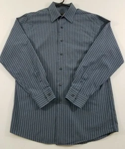 BCBG Attitude Button Up Shirt Men's Medium 15 1/2 32 33 Blue Striped Long Sleeve - Picture 1 of 7