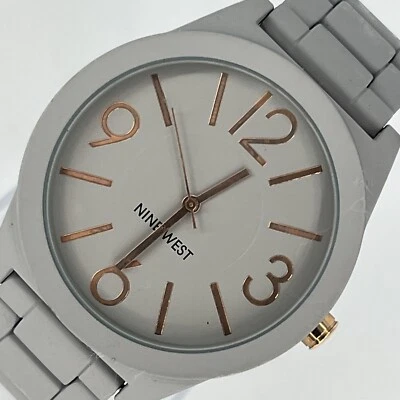 Nine West Women's Watch Round Gray Dial Gray Tone Band NEW BATTERY RUNS! - Image 1 of 4