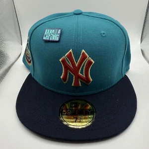 New Era 59Fifty New York Yankees Stadium 2009 Teal/Navy Fitted Hat Size 7 3/8 - Picture 1 of 6