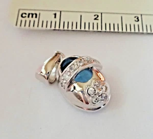 Sterling Silver 3D 17x10mm Baby Boy Blue detail on bottom of shoe Bootie Charm - Picture 1 of 7