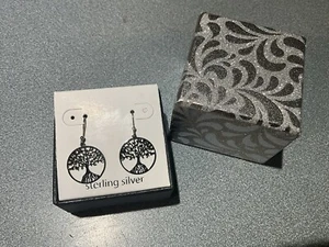 NEW IN BOX Sterling Silver Tree of Life dangle earrings AN925 MEXICO FREE SH - Picture 1 of 4