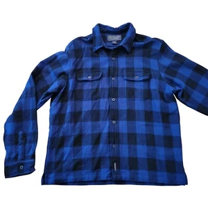 Abercrombie Fitch XXL Blue Buffalo Plaid Shacket Shirt Jacket Wool Blend - Picture 1 of 6