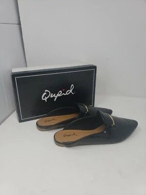 Mulas de piel de cocodrilo Qupid de cuero sintético negro estilo: remolino 187X talla: 7 nuevas en caja Foto 1 de 4