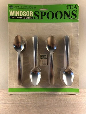 36 World Tableware S657-001N Windsor 6" Stainless Steel Tea Spoon 1997 Vintage - Image 1 of 3