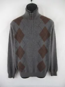 Allen Solly Men's 100% Pure Cashmere Argyle 1/4 Zip Sweater Size L #K147 - Picture 1 of 7