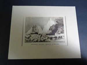 Vintage American Whaler's Crushed In The Ice Print Currier + Ives E6 - Picture 1 of 6