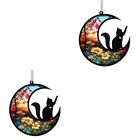 2 Pieces Moon Window Hanging Charm Room Decoration Pendant Wall