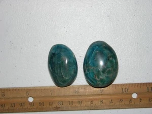 Blue Apatite 2 palm stones both sides all natural Madagascar W33 - Picture 1 of 2