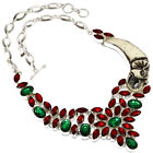 Emerald Quartz  Garnet Gemstone 925 Silver Jewelry Necklace 16-18''