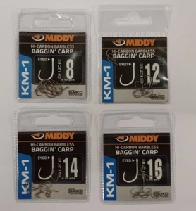 Middy KM-1 Hi-Carbon Barbless Baggin' Carp Hooks 10's - Picture 1 of 10