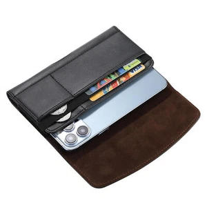 Men Cell Phone Belt Pack Bag Loop Waist Holster Pouch PU Leather Wallet Cover - Picture 1 of 12