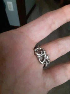 Silver Tone Heavy Metal Ring - Size 8 - Picture 1 of 3
