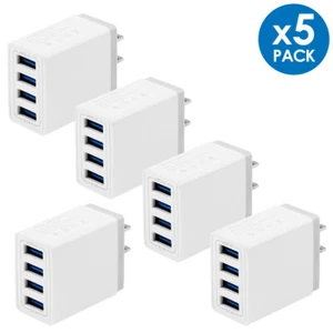 5-Pack 4 USB Port Wall Charger Adapter Plug For Samsung iPhone LG HTC Motorola - Picture 1 of 5