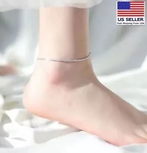 Women 925 Sterling Silver Anklet Bracelet Gypsophila Ins Ankle Chain 0871 - Picture 1 of 4