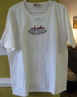CAMISETA MUJER RUSTY WALLACE BLANCA TALLA GRANDE NUEVA CON ETIQUETA CHASE AUTHENTICS Foto 1 de 2