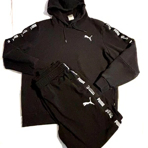 Puma Men’s Logo 2 Piece Black Tracksuit Large - Picture 1 of 8