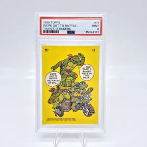 1989 Topps TMNT Ninja Turtles We're Out To Battle Michaelangelo Leo #11 PSA 9 - Picture 1 of 2