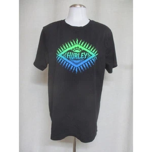 HURLEY Black Graphic Print Short Sleeve Crew Neck surfer Unisex T Shirt sz M - Picture 1 of 5