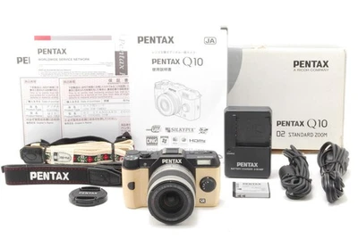 [N COMO NUEVA] Cámara sin espejo Pentax Q10 negra y beige de 12,4 MP con 5-15 mm de Japón Foto 1 de 4