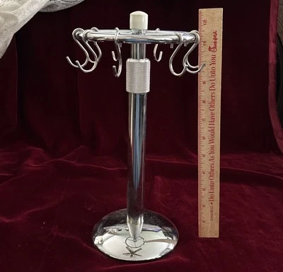 Display Stand Rack Adjust. 12-18” Stainless Steel Chrome Industrial 9 Hooks EUC - Image 1 of 4