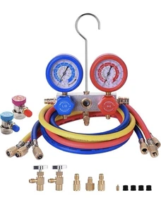 AC Krümmer Messgerät Set A/C Kühlung 3 Wege Schlauch passend für R502 R134a R12 R22 - Bild 1 von 6