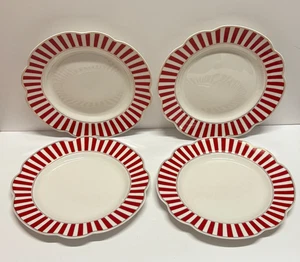 S/4- Grace's  Teaware Josephine Red & White Scalloped 11 3/8” Dinner Plates NEW! - Picture 1 of 11