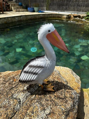 36cm metal pelican garden decor statue art Australian bird - image 1 of 3