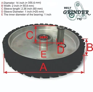 14" Serrated Rubber Belt Grinder Contact Wheel with 1/2 inch bore - Picture 1 of 6