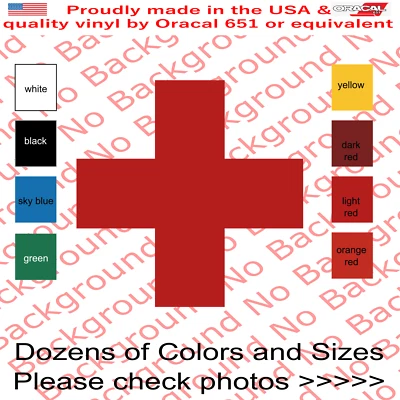ORACAL 651 Red Cross Vinyl Die Cut Decal Sticker | Medical First Aid Plus Sign Symbol FY164