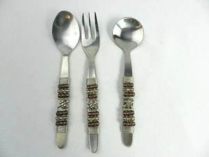 Juego de tenedor y 2 cucharas para niños con cuentas de acero inoxidable de 5 1/2" de largo - Imagen 1 de 4