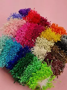 420 double heads Artificial flower stamens 1mm craft wedding cake card making - Picture 1 of 67