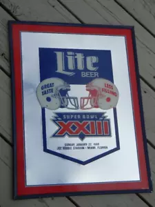 MILLER LITE Beer SAN FRANCISCO 49ers Cincinnati Bengals superbowl Mirror Sign - Picture 1 of 5
