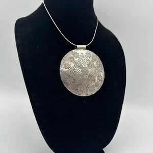 Huge Ornate 925 Sterling Silver Italy Amulet Pendant & Necklace Embossed 54g - Picture 1 of 10
