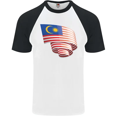 Curled Malaysia Flag Malaysian Day Football Mens S/S Baseball T-Shirt - Image 1 of 4