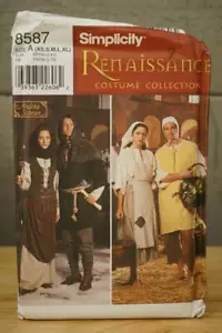 8587 A Simplicity Renaissance Disfraz Patrón de Costura XS-XL Andrea Schewe - Imagen 1 de 2