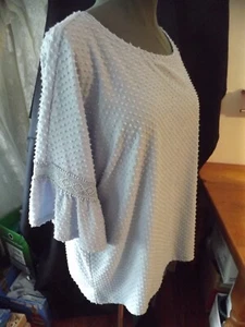 NUEVO RUBY RD. TOP suizo punteado AZUL POLVORIENTO talla XL RET60 NUEVO CON ETIQUETAS mangas acampanadas con volantes - Imagen 1 de 10