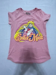 Sailor Moon Girls Graphic Print T-Shirt XL 14-16 Pink Anime -649 - Picture 1 of 4