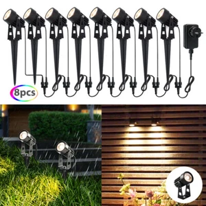 6/8er LED Gartenstrahler mit Erdspieß Warmweiß RGB Gartenleuchte Außen IP65 Alu - Bild 1 von 20