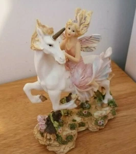 Fairy Ringing A Unicorn Statue - Picture 1 of 6