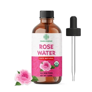 100ML LARGE ORGANIC ROSE WATER OIL 100% PURE AND NATURAL -NON GMO - MADE IN USA - Picture 1 of 3