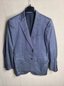 Ermenegildo Zegna Blue Silver Nailhead Check Wool Silk Sport Coat 42L 112R0 - Picture 1 of 14