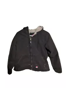 BERNE CANVAS DUCK BROWN SHERPA LINED HOODED JACKET Womens Size LARGE Coat~ F4 - Picture 1 of 7