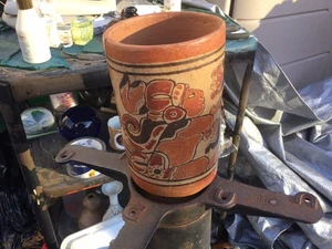 Seltene präkolumbianische Maya bemalte Zylinder Gefäß Vase keine Reserve - Bild 1 von 9