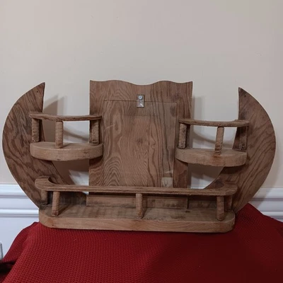 Estante de madera vintage para pared de luna creciente/foto Foto 1 de 4