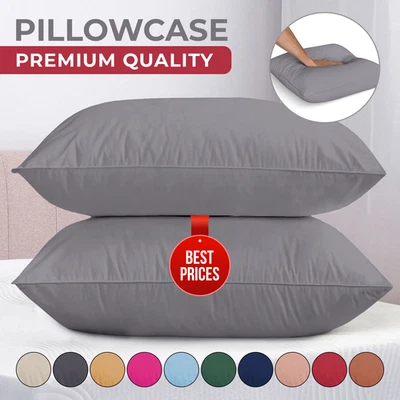 2 x Pillow Cover Cases Luxury Cases Microfibre Housewife Pair Pack Pillow Covers - Image 1 of 4